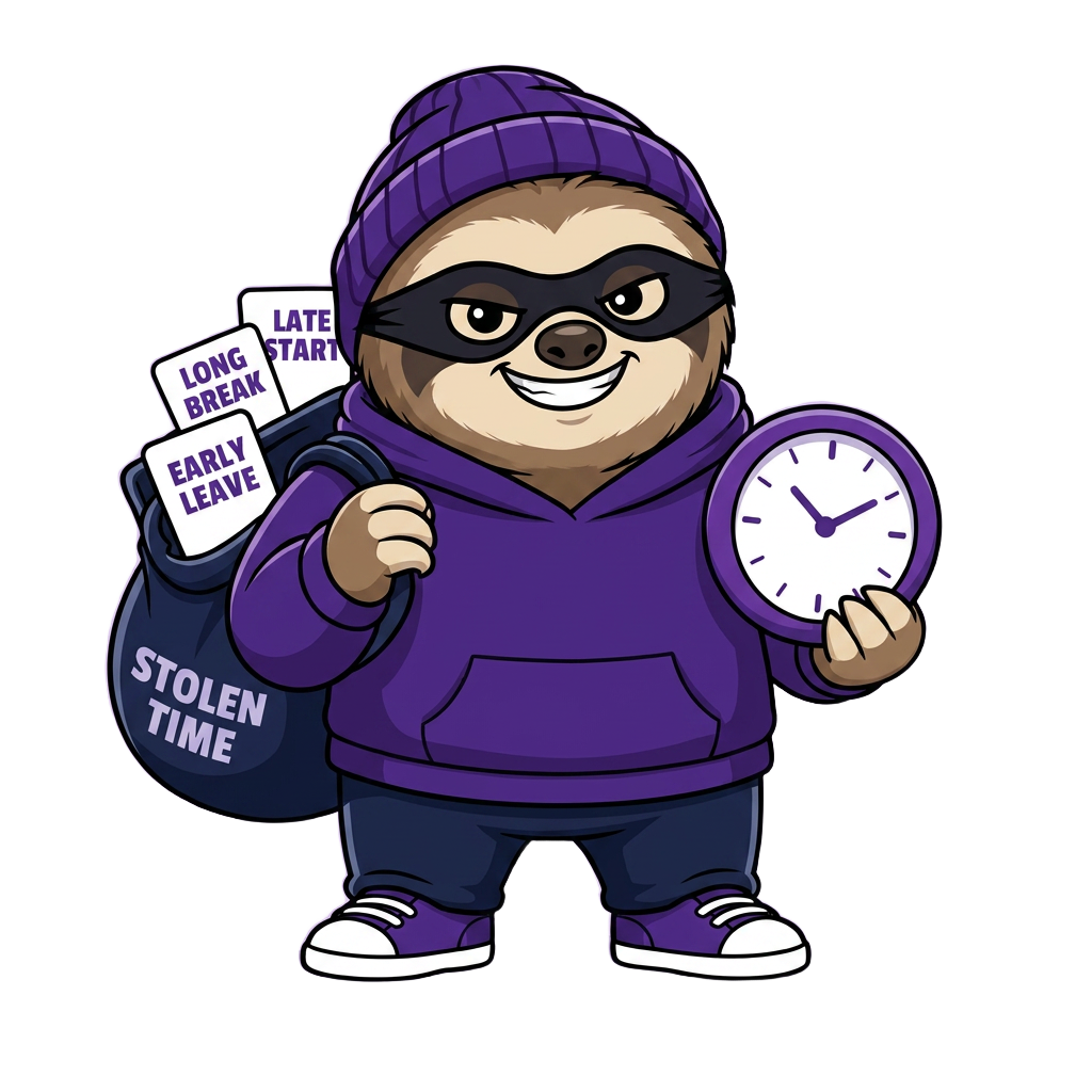 Tully, the time thief, sneaking off with a bag of stolen time
